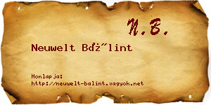 Neuwelt Bálint névjegykártya